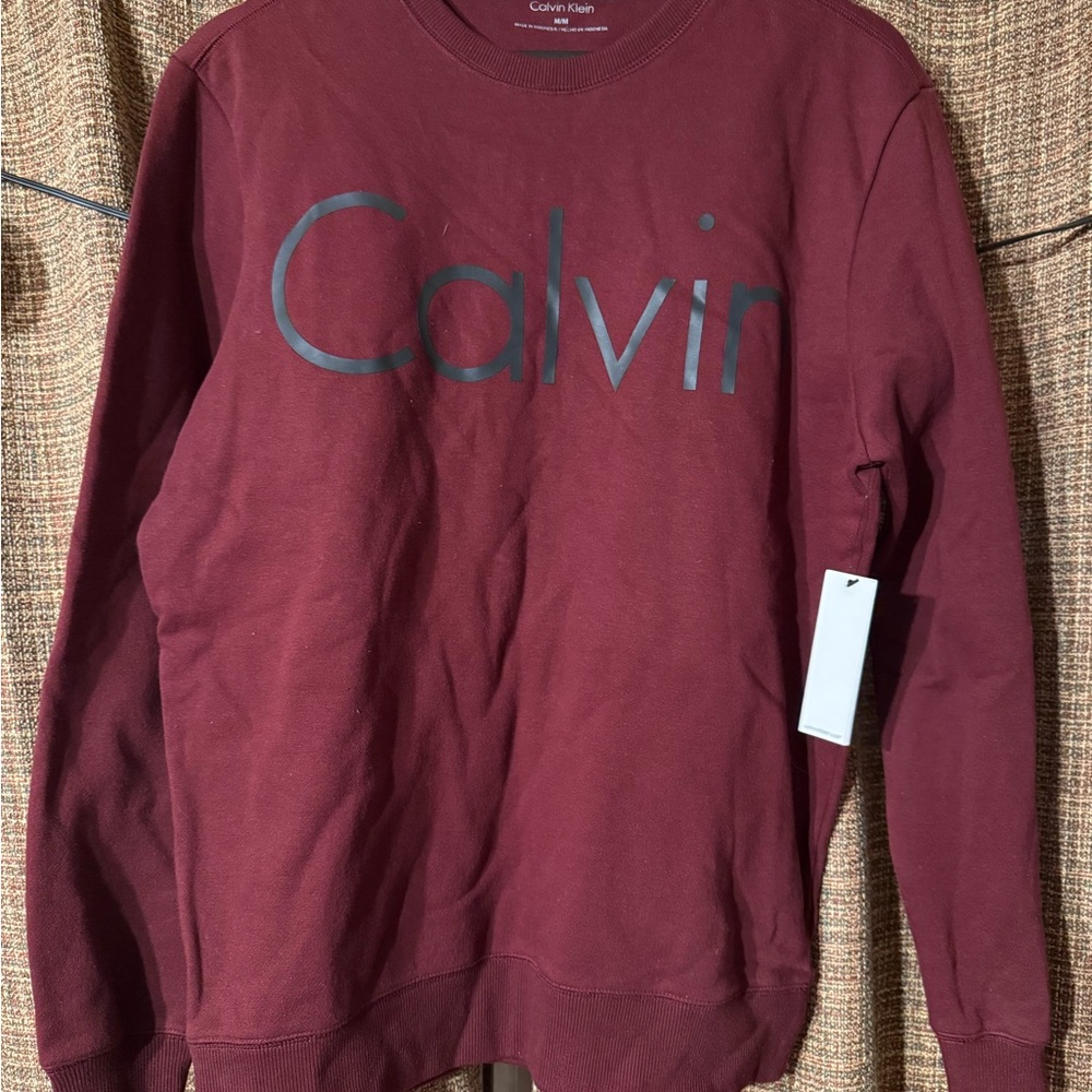 Calvin Klein Men's Maroon Crewneck Sweater